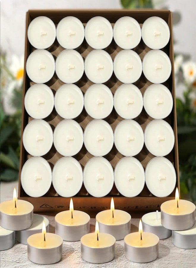 BRIGHTZONE Tealight Candles Unscented White Long-Burning, Smokeless, Wax Candles for Home Décor | Festive Lighting | Candles for Diwali Decoration | Aromatherapy & Relaxation (100 pcs) (100)